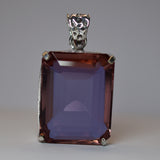 Certified Natural Color Change Alexandrite 87.90 Ct Pendant Emerald Cut Stone