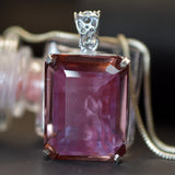 Certified Natural Color Change Alexandrite 87.90 Ct Pendant Emerald Cut Stone