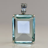Certified Green Aquamarine 106.05 Ct Emerald Cut Lab Created Pendant Gemstone