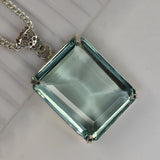 Certified Green Aquamarine 106.05 Ct Emerald Cut Lab Created Pendant Gemstone