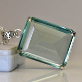 Certified Green Aquamarine 106.05 Ct Emerald Cut Lab Created Pendant Gemstone