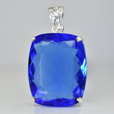 925 Sterling Silver 81.6 Ct CERTIFIED Brazilian Cushion Cut Topaz Pendant