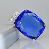 925 Sterling Silver 81.6 Ct CERTIFIED Brazilian Cushion Cut Topaz Pendant