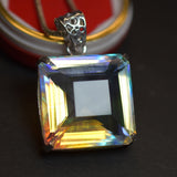 Certified 67 Ct Natural Mystic Topaz Pendant 925 Sterling Silver Square Gemstone