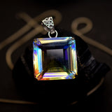 Certified 67 Ct Natural Mystic Topaz Pendant 925 Sterling Silver Square Gemstone