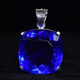 BLUE Sapphire 91 Ct CERTIFIED Square Cushion 925 Sterling Silver GEMS Pendant
