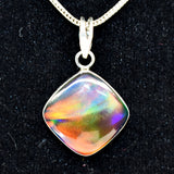 925 Sterling Silver 26Ct Natural Ammolite CERTIFEID Square Pendant Gift For Her