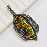 Certified 43 Ct Natural 925 Sterling Silver Opal Oval Gems Pendant Free Delivery