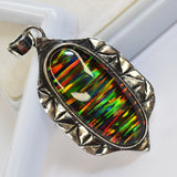 Certified 43 Ct Natural 925 Sterling Silver Opal Oval Gems Pendant Free Delivery