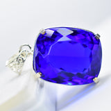 105.60 Ct Natural Brazilian Cushion Cut Tanzanite Pendant 925 Silver Gemstone
