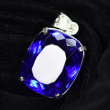 105.60 Ct Natural Brazilian Cushion Cut Tanzanite Pendant 925 Silver Gemstone