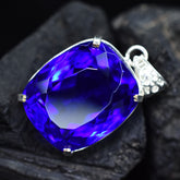 105.60 Ct Natural Brazilian Cushion Cut Tanzanite Pendant 925 Silver Gemstone