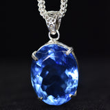 141 Ct Wonderful Pendant Natural Topaz Oval Shape Gemstone Blue Sterling Silver