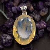 925 Sterling Silver Natural Opal Pendant Emerald 65 Ct Yellow Certified Gemstone