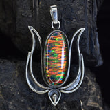 Certified Natural Opal 53 Ct 925 Sterling Silver Oval Birthstone Gems Pendant