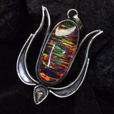 Certified Natural Opal 53 Ct 925 Sterling Silver Oval Birthstone Gems Pendant