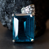 CERTIFIED Blue Sapphire Pendant 925 Sterling Silver Natural Emerald stone 58 Ct