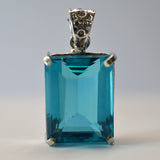 Lab Created Sapphire 58.55 Ct 925 Sterling Silver Gems Pendant Emerald CERTIFIED