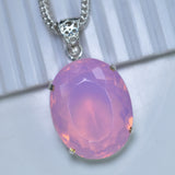 Natura Pink Opal 81 Ct Oval Cut Certified 925 Sterling Silver Pendant Rare Gems