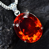 925 Starling Silver Pendant 101 Ct Natural Red Topaz Oval Cut Certified Stone