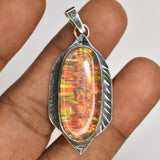 Certified 39 Ct 925 Sterling Silver Natural Oval Gemstone Pendant Gift For Dad