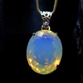 925 Sterling Silver Pendant Oval Cut 73.65 Ct Lab-Created Opal Gems Lab-Created
