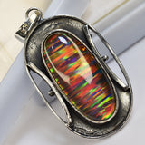 925 Sterling Silver 47 Ct CERTIFIED Oval Opal Gemstone Natural Pendant For Gift