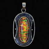 925 Sterling Silver 47 Ct CERTIFIED Oval Opal Gemstone Natural Pendant For Gift