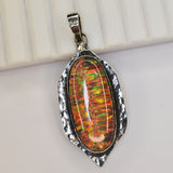 Brazilian 39 Ct Certified NATURAL 925 Sterling Silver Opal Gems Oval Pendant