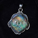 Natural 47 Ct Square Cushion Certified 925 Sterling Silver Opal Gems Pendant