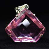 Lab Created 103.65 Ct Fancy Cut Sapphire Certified Sterling Silver Gems Pendant