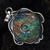 Natural 47 Ct Square Cushion Certified 925 Sterling Silver Opal Gems Pendant