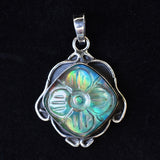 Natural 47 Ct Square Cushion Certified 925 Sterling Silver Opal Gems Pendant