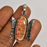 Certified Natural 33 Ct 925 Sterling Silver Opal Gemstone Oval Pendant Jewelry