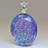 Multi Color Opal 84Ct Lab Created Oval Cut Brazilian CERTIFIED Gemstone Pendant