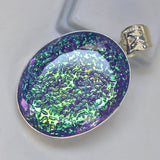 Multi Color Opal 84Ct Lab Created Oval Cut Brazilian CERTIFIED Gemstone Pendant