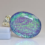 Multi Color Opal 84Ct Lab Created Oval Cut Brazilian CERTIFIED Gemstone Pendant