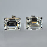 Unique Emerald 13.85 Ct CERTIFIED Synthetic White Moissanite Gems Earring Pair