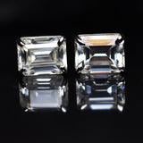 Unique Emerald 13.85 Ct CERTIFIED Synthetic White Moissanite Gems Earring Pair