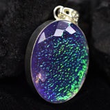 Multi Color Opal 84Ct Lab Created Oval Cut Brazilian CERTIFIED Gemstone Pendant
