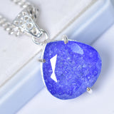 CERTIFIED 56 Ct Natural Sapphire 925 Starling Silver Purple Pear Pendant Stone