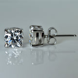 Perfect Square Cushion 12.3 Ct Synthetic White Flawless Moissanite Earring Pair
