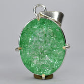 CERTIFIED 66.25 Ct Natural Green Emerald Oval Cut 925 Sterling Silver Pendant