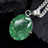 CERTIFIED 66.25 Ct Natural Green Emerald Oval Cut 925 Sterling Silver Pendant