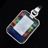 A+ CERTIFIED Natural Opal 26 Ct 925 Sterling Silver Emerald Pendant Free Gift