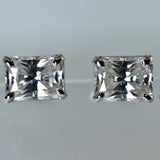 Synthetic White Moissanite 10.80 Ct A+ CERTIFIED Emerald Gemstone Earring Pair