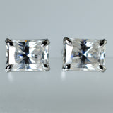 Synthetic White Moissanite 10.80 Ct A+ CERTIFIED Emerald Gemstone Earring Pair