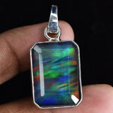 A+ CERTIFIED Natural Opal 26 Ct 925 Sterling Silver Emerald Pendant Free Gift