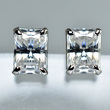 Synthetic White Moissanite 10.80 Ct A+ CERTIFIED Emerald Gemstone Earring Pair
