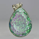 Lab Created Ammolite 87.80 Ct Pear Cut CERTIFIED Gemstone Pendant Free Delivery